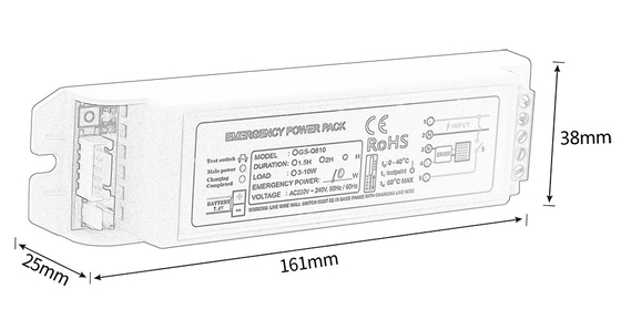 0.05A Kit de iluminación de emergencia de potencia completa GS-Q810 Convertidor 10W Invertidor de emergencia Tipo de mantenimiento