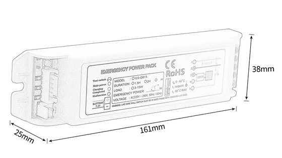 Kit de iluminación de emergencia de 300 V con potencia total GS-Q815 Convertidor de 10 W Invertidor de emergencia Tipo de mantenimiento