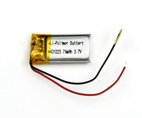 célula recargable 431223 del polímero de litio de la batería de 3.7V 70mAh Lipo