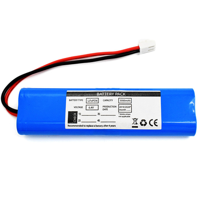 PVC azul de la batería 6.4V de la batería LiFePO4 3000mah del alumbrado de seguridad